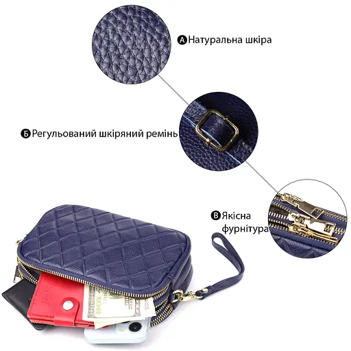 Кожаная сумка Vintage на три отделения для женщин 19х12х6.5 см sum0027598 - фото 5