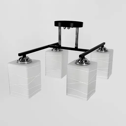 Прямокутний плафонний світильник на 4 лампи в чорному корпусі 43х29 см | Арт. 6944/4 BK+CH | Line F - фото 5