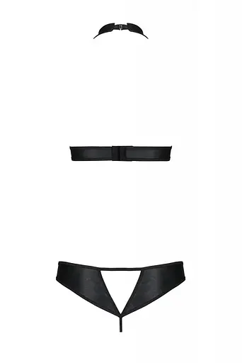 Комплект из экокожи Passion Malwia Set with Open Bra black 4XL/5XL - фото 4