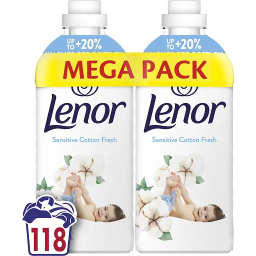 Кондиціонер для білизни Lenor Sensitive Cotton Freshness 2.478 л (2 шт. x 1,239 л)