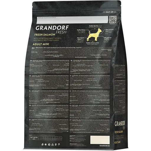 Сухий беззерновий корм для дорослих собак малих порід Grandorf Fresh Salmon & Sweet Potato Adult Dog Mini з лососем та бататом 1 кг - фото 2