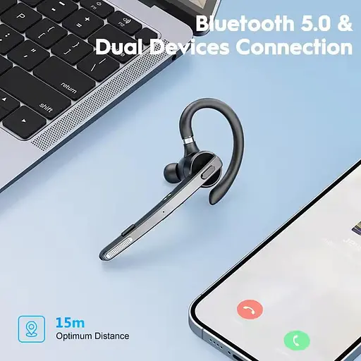 Бездротова Bluetooth гарнітура New Bee M53 з шумозаглушенням і зарядним кейсом Чорний - фото 7