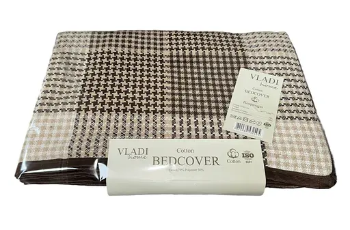 Покривало бавовняне Vladi 140х200 бежево-коричневе (1205234) - фото 1