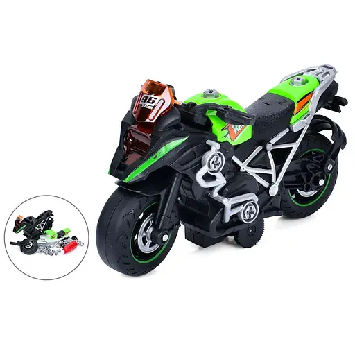 Конструктор Мотоцикл инерционный, 8080C-5-6-7-8, 22 см, отвертка, (В ассортименте)