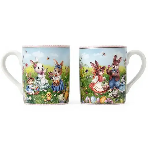 Набір чашок порцелянових Rabbit Family HP-7323-8 220 мл 2шт кольоровий чашки чайні подарункові Yiwu HP-7323-8 - фото 2