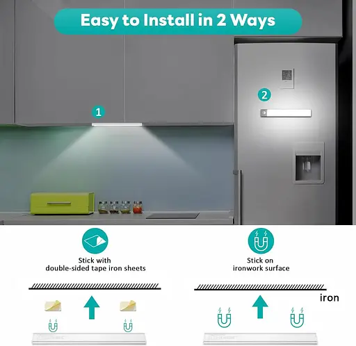 Кухонні світильники Forepin Under Cabinet, 3 шт. 40 світлодіодів з датчиком руху з магнітною смугою 20 см USB - фото 4