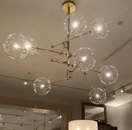 Люстра в корпусі метал кольору латунь на 8 прозорих плафонів | Line F | Арт. Y8828/8 - фото 1