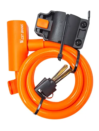 Велосипедний замок West Biking YP0705100 12 x 1150 мм тросовий під ключ жовтогарячий (G0001856)