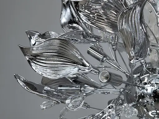 Витончена підвісна люстра з керамічними елементами, 18 ламп, хром - фото 3