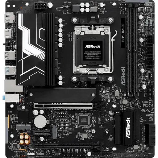 Материнская плата ASRock AM5 B850M-X R2.0, B850, 2xDDR5, Int.Video (CPU), 4xSATA3, 2xM. 2, 1xPCI-E 5.0 x16, 1xPCI-E 4.0 x16, 1xPCI-E 4.0 x1, ALC897, RTL8125BG, 7xUSB 3.2 / 6xUSB 2.0, HDMI/DP, MicroATX