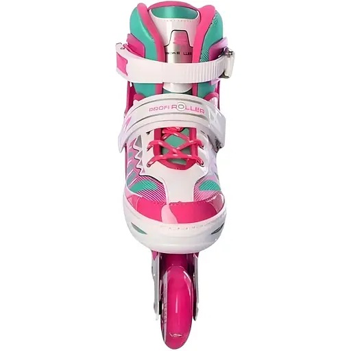 Ролики Profi A4122-XS-P поліуретанові розмір 27-30 шнурівка + бакля алюміній рожеві - фото 2
