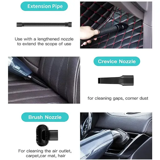 Автомобильный пылесос мощный USB аккумуляторный ручной беспроводной 120W - фото 5