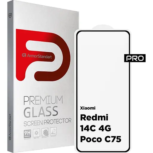 Защитное стекло ArmorStandart Pro Full Glass для Redmi 14C 4G/ Redmi A4/ Poco C75 Black (ARM79332) [125412]