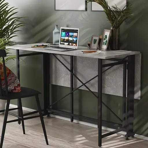 Стіл-книга трансформер Оріон 3 Ferrum-decor 750x1150x880 Чорний метал ДСП Бетон 16 мм (FRD-105087)