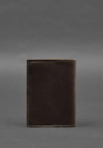 Кожаная обложка для паспорта с картой Украины темно-коричневый Crazy Horse - фото 6