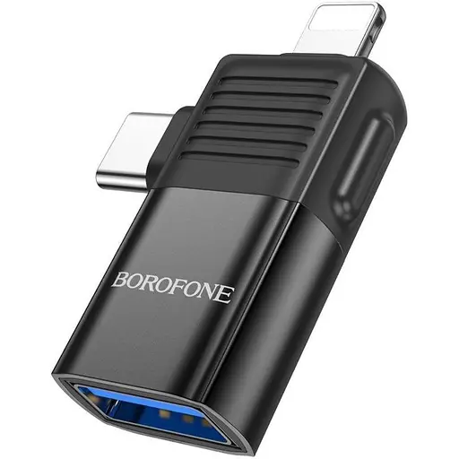 Перехідник Borofone BV18 2 в 1 iP male/Type-C male to USB female USB 2.0