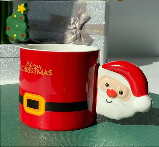 Новогодняя кружка Olens 8030-296 Сладкий год с декоративной ручкой керамика 350 мл Красная - фото 2