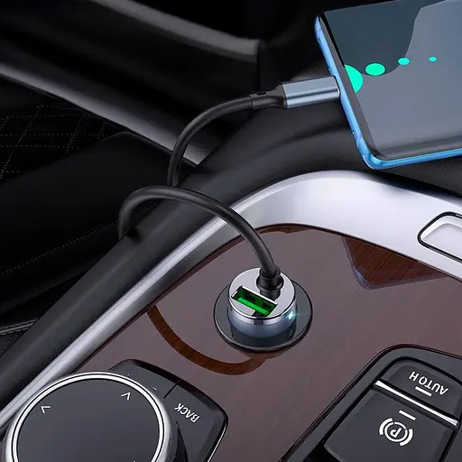 Адаптер автомобильный HOCO Type-C Cable car charger NZ7 серый - фото 5