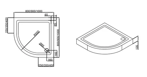 Поддон Dusel D202 80x80x13,5 Белый - фото 2