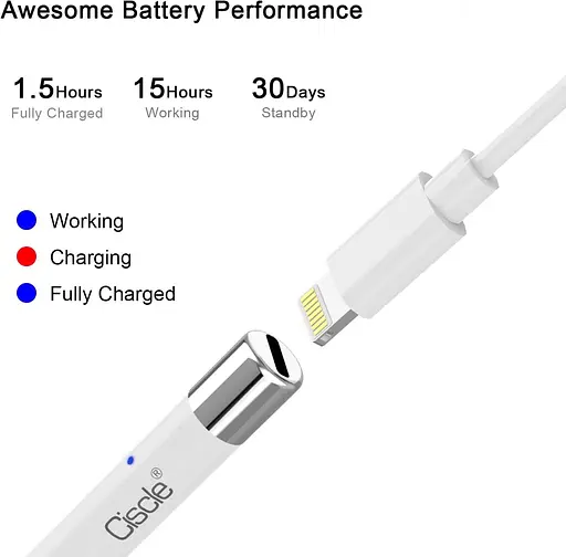 Стилус Ciscle для Apple iPad, активный карандаш с высокоточным наконечником, совместимый с iPad, iPhone, планшетами Android - фото 4