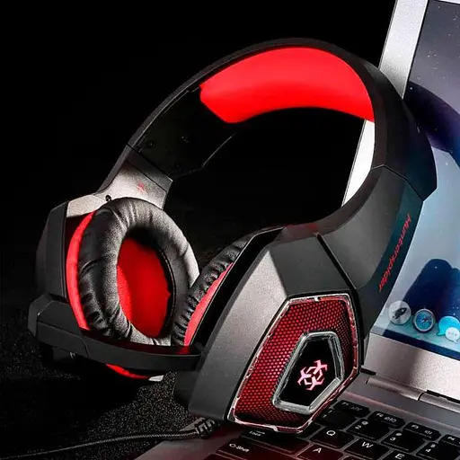 Провідна ігрова гарнітура Hunterspider Gaming with LED V1, USB, 3.5mm, 2m, black-red - фото 13