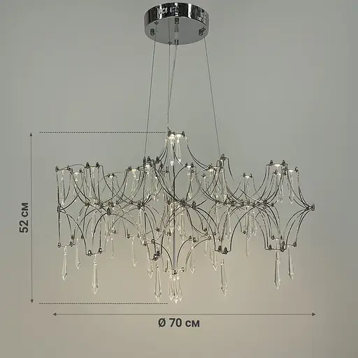 Дизайнерська невагома срібна люстра із кришталем Ø 70 см | Арт. MJ 203-730 CH | Line F - фото 11