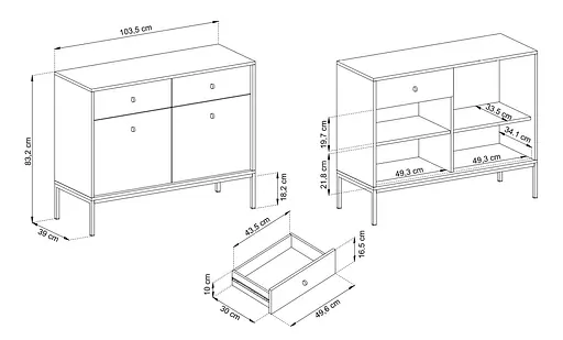Комод Perfect Home Моно/Mono 2-дверный с 2 ящиками и золотыми ножками MKSZ104 Беж песочный (PFH-091205) - фото 3