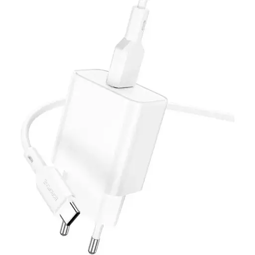 Мережевий зарядний пристрій з кабелем Borofone BA72A Spring single port QC3. 0 charger set(Type-C) 18W білий - фото 1