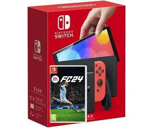 Игровая консоль Nintendo Switch OLED model Neon Blue-Red + Игра EA SPORTS FC 24 русская версия - фото 2
