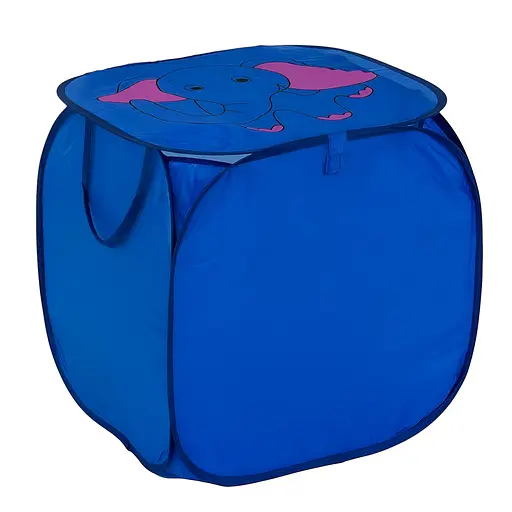 Корзина для игрушек С 36586, складная 45х46 см, синяя с рисунком слоника