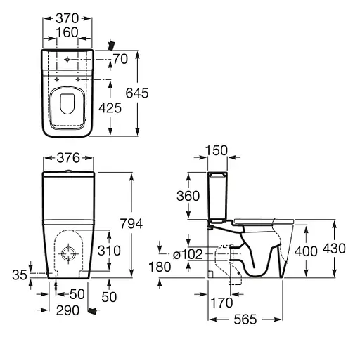 Чаша напольного унитаза Roca Inspira Square A342537000, Белый - фото 2
