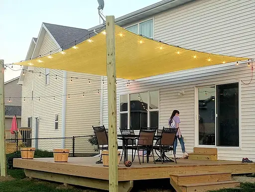 Тент навіс затінюючий прямокутний 4х8м сітка (Бежевий) - фото 8