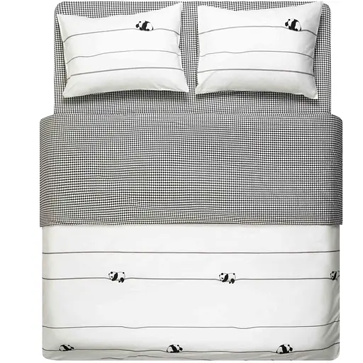 Набір постільної білизни 2,0сп Ardesto Gloria, 200х220см, 100% бавовна, сатин, панди, клітинка (ART2022PW) - фото 1