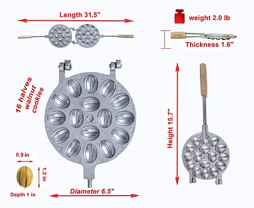 Горішниця форма для випічки горішків на 16 половинок горіхів, ХЕАЗ 81836 - фото 2