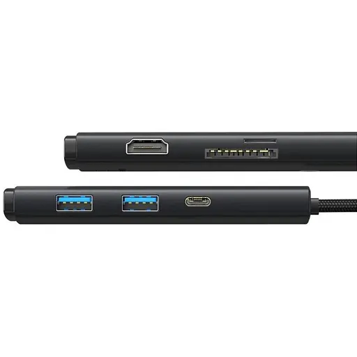Перехідник HUB Baseus Lite Series 6in1 (Type-C to HDMI + 2xUSB 3.0 + PD+SD/TF) (WKQX05) Black - фото 5