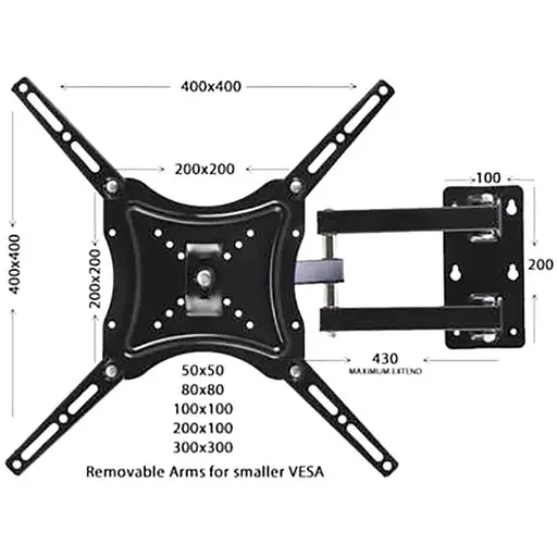 Настінний кронштейн для телевізора Home Design HDL-117B-2 Настінний кріплень для ТВ Чорний - фото 5