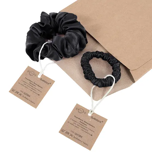 Набір із 2 шовкових резинок для волосся Чумацький Шлях S+L - два режими фіксації чорний (1242-02) - фото 3