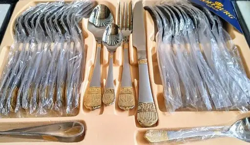 Набор столовых приборов Hoffburg HB-72920-GS на 12 персон в подарочном чемодане 72 предмета - фото 7