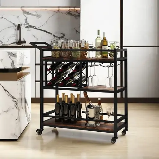 Стеллаж Costway Carrito - кухонная тележка с баром в стиле Loft - фото 3