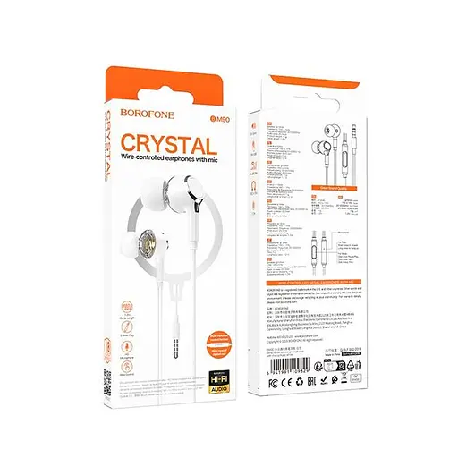 Дротові навушники Borofone BM90 Miller універсальні earphones with microphone, 3.5mm, 1.2m, white - фото 4
