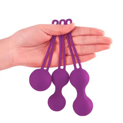Комплект силіконових вагінальних кульок 3 шт. Фіолетовий - фото 2
