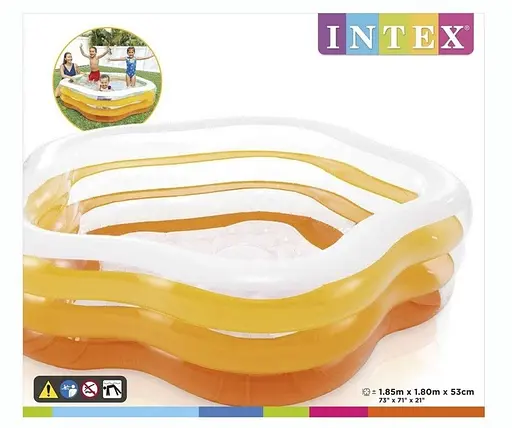 Басейн надувний дитячий Intex 56495 NP Морська зірка 185x180x53 см від 6 років помаранчевий - фото 3