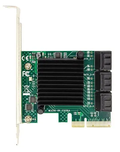 Контроллер Frime PCI-E x4 to 6 x Sata III, ASM1062+ASM1092 (ECF-PCIEto6SATAIII001.LP) - фото 1