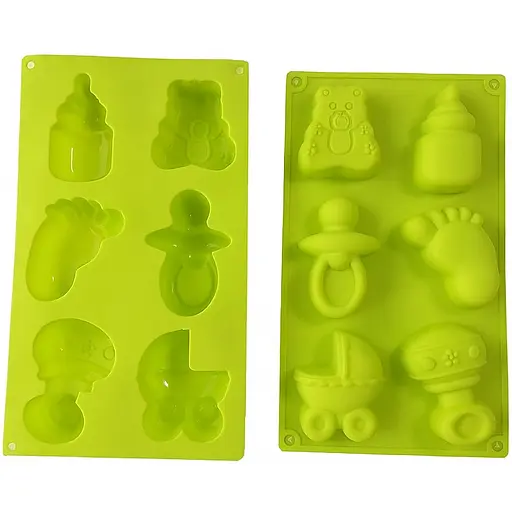 Форма силіконова на планшеті 3D-молд "Дитячий" на 6 фігурок 29x17 см, Kitchen Master Салатовий 87500 - фото 2