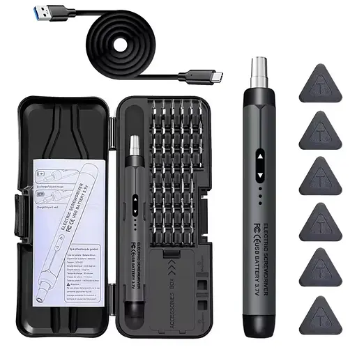 Аккумуляторная отвертка 46 в 1 с магнитными битами. Черная - фото 2