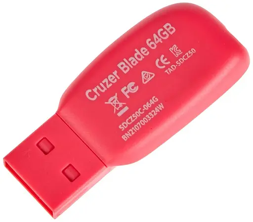 Флэш-накопитель SanDisk Cruzer Blade 64 Gb USB 2.0 SDCZ50C-064G-B35PE розовый - фото 3