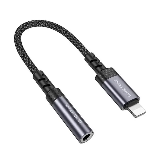 Перехідник BOROFONE BV24 Graceful digital audio converter cable iP to 3.5mm Metal Grey - фото 1