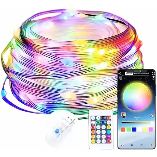 Умная светодиодная гирлянда Sun Lamp лента 100 LED 10 метров USB-пульт дистанционного управления ip65 приложение Smart