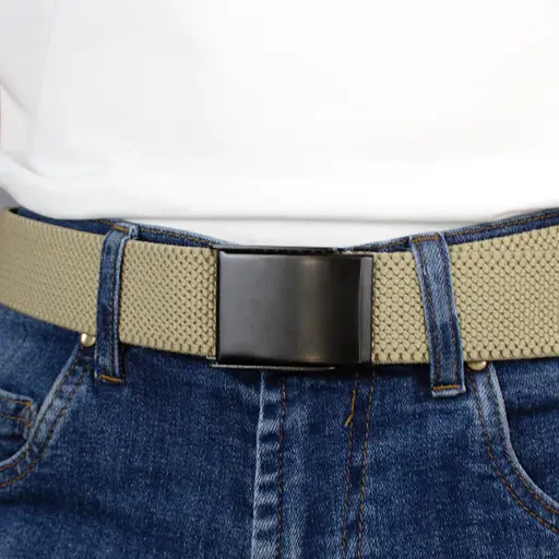 Ремінь-гумка чоловічий на затиску PS-40023 (112 см) бежевий плетений - фото 7