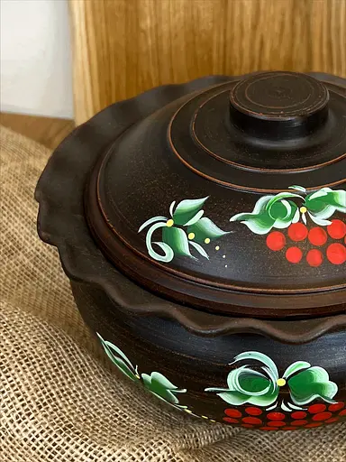 Макітра хвиля з кришкою 2.5 л керамічна (глиняна) Калина - фото 3